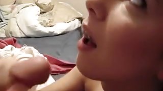 Girl getting her face creamy and she likes it