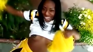 Luscious ebony cheerleader is getting a fat black cock