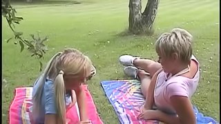 Pigtails Lesbian With Hot Ass Licking A Juicy Pussy Outdoor