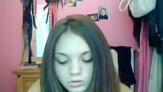 Vamp-like teen girl practises new ways of masturbating