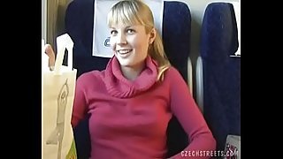 Czech streets Blonde girl in train