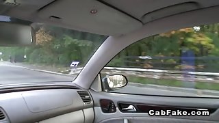 Student gives blowjob in fake taxi