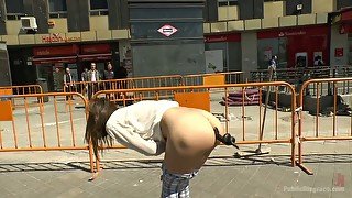 Fine ass babe loves being treated like a cheap slut in public