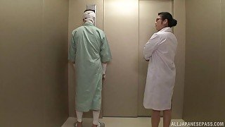 Japanese nurse Minako Komukai gets her pussy fucked by a patient