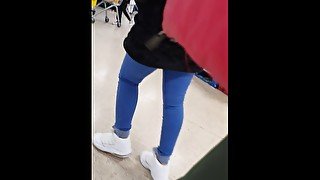Step mom risky fuck in supermarket with step son in ripped jeans