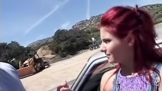 Threesome In The Desert For Redhead Queen
