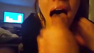 Sloppy Blowjob with cumshot in tongue - POV