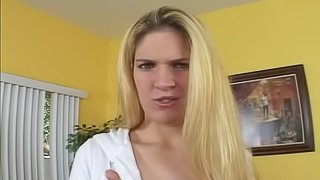 Blonde getting rough face fucking in interracial porn
