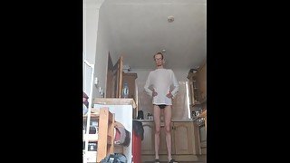Skinny teen shows off his skinny long legs