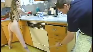 Petite Michelle Monroe gets bound and dominated in a kitchen