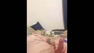 Solo baby oil rub while watching porn with cum shot!!!!!