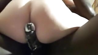 White girl totally creams her black bf's cock, until creampie.