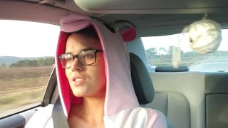 French Teen in Unicorn Sweatwear drive boobs out by Vic Alouqua