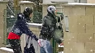 Fun in the snow with sexy girls