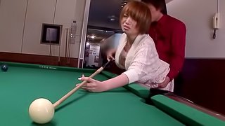 Cock loving Japanese slut gets fucked in a pool hall