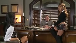 Awesome Cum Swapping Office Threesome with Asa Akira and Kirsten Price