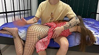 Fucked a schoolgirl in fishnet pantyhose for bad grades