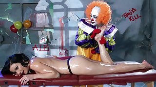 Clown is very good at massaging and the slut enjoys that