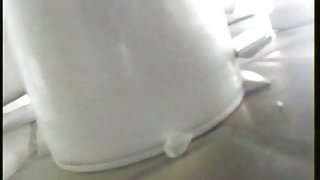 Real amateur fem was caught from above pissing on toilet