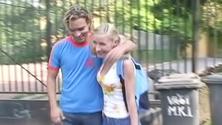 Cute teenie gets picked up in the street by a strange guy
