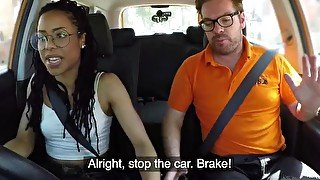 Fake Driving School Ebony American minx Kira Noir craves cock creampie