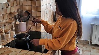 Latika Jha - LJ_015 - Asian / Indian Teen with Huge Boobs Gettin Fucked in her Kitchen / Amateur