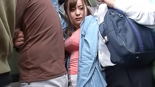 Hot Japanese bitch sucks a cock and gets fucked in a bathroom