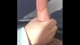 Horny Blonde Stroking Big Hard Cock In Car