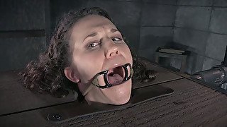 Nasty brunette slut with ring gag in her mouth Bonnie Day got restrained and fucked hard