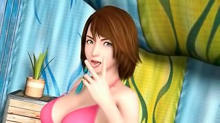 3d anime hottie giving BJ and getting doggy fucked