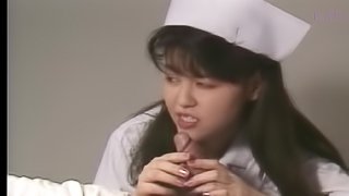 Breathtaking Japanese nurse plays with the patient's pecker