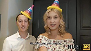 HUNT4K. For cash lucky guy manages to screw blond hair lady