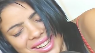 Funny looking fellow fucking his Latina whore like mad