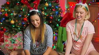 Three stunning lesbian girls having the best Christmas party ever