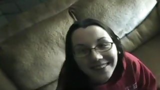 Nerdy uk girl sucks cock and has anal doggystyle sex