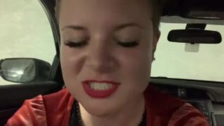 Dominatrix girlfriend wants a quickie in the car. POV, Role-Play, Exhibitionist, Car Sex