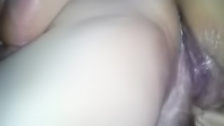 Fat girl begs for cum inside her, she uses it to finger pussy to wet orgasm