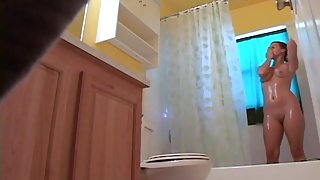 Girl unaware in the shower