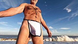 Winter Beach Piss preview. I got seen wearing only this by a couple walking by too!