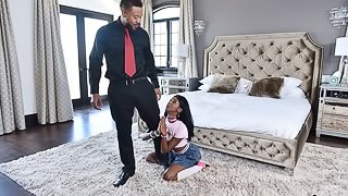 Adorable ebony Daisy Cooper has come over to Eddie Jaye’s beautiful home to babysit. This girl is really is hot. She has a tight little body with an innocent look about her that can drive a guy crazy