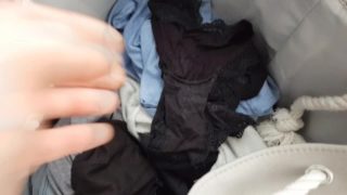 Cum on dirty panties - panty raid from Sis laundry