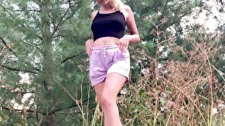 Hot Blonde Gets Naked In Public Park And Brings Creamy Pussy To Orgasm