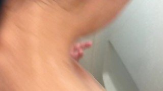 POV blowjob in shower cum in mouth and swallow