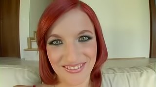 Redhead on Fire with Two Hard Cocks Fucking Her Ass