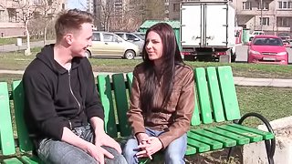 Angelic redhead dame with shaved pussy in jeans getting banged hardcore missionary