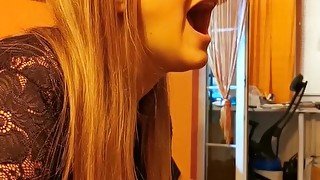 TRAILER - FUCK MY THROAT - Amateur White Girl - Black Lingerie