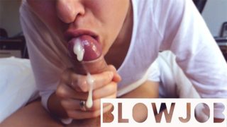 Morning BLOWJOB from STEP SISTER teen, ORAL CREAMPIE pulsating POV
