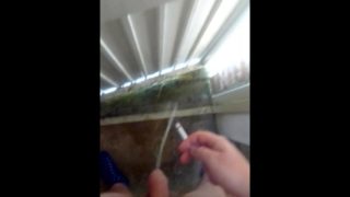 Teen Boy smokes and piss