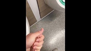 Playing with myself in the public toilets with big cumshot