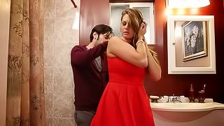 Chubby Allison Moore stripped of her red dress and fucked